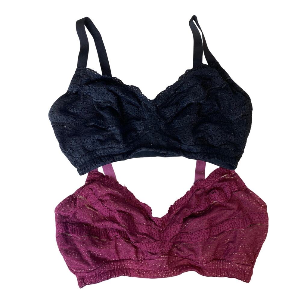 Cosabella Dolce Curvy Bralette Lot of (2) Wireless Bras Size M, Black / Burgundy